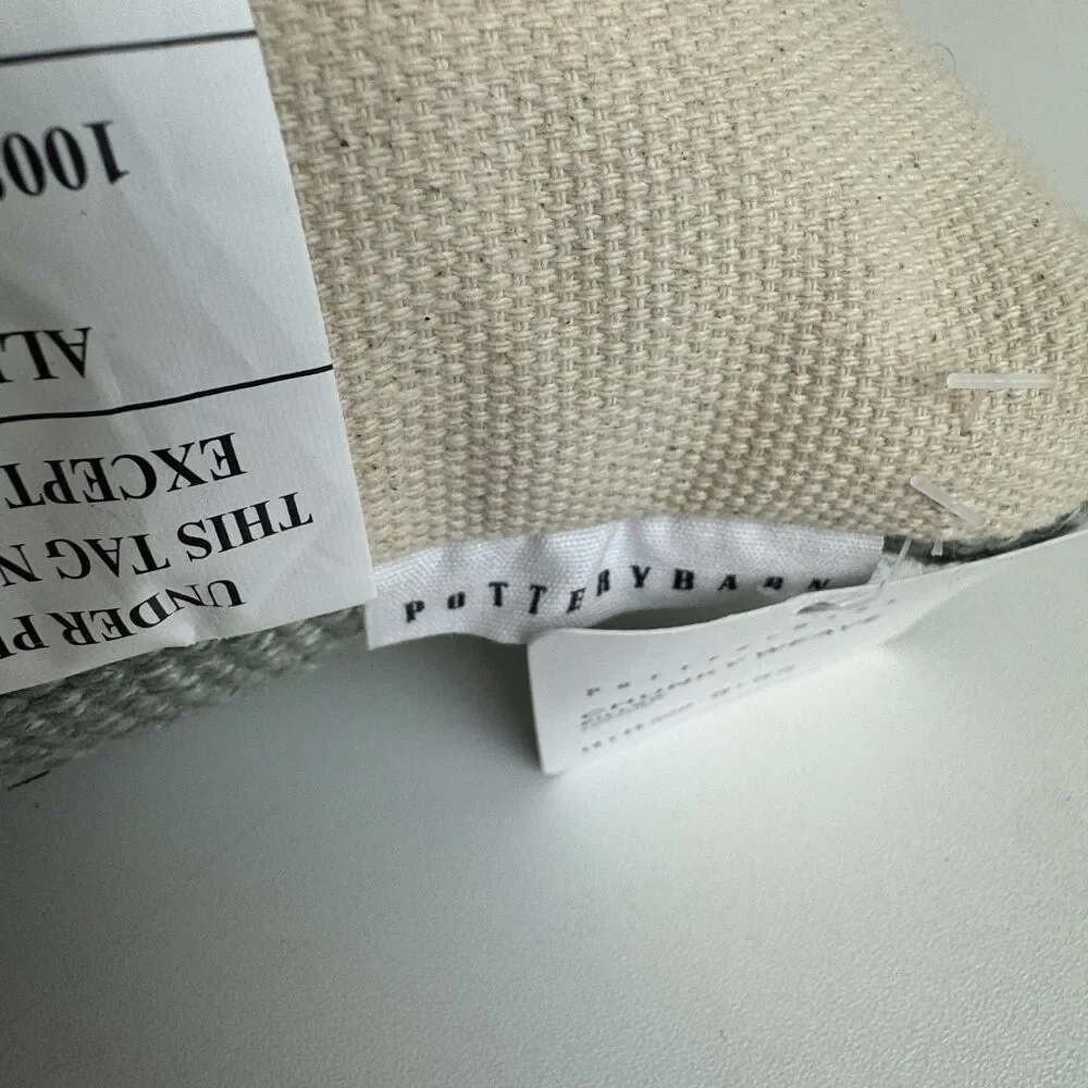 Pottery Barn Mini Chunky Weave Accent Pillow Eucalyptus Handwoven Linen Blend